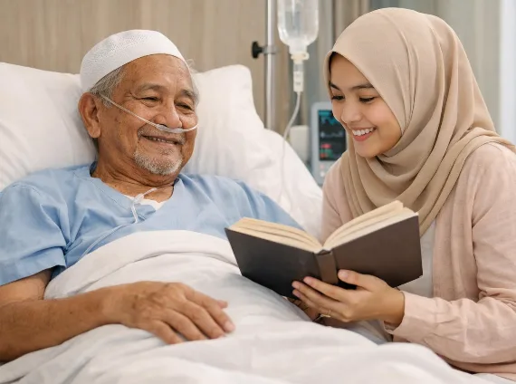 Patient recovering with bedside medical support