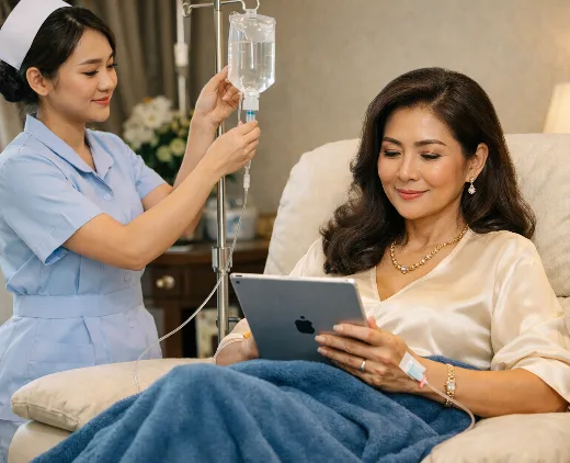 Nurse supporting regenerative care in a clinical room